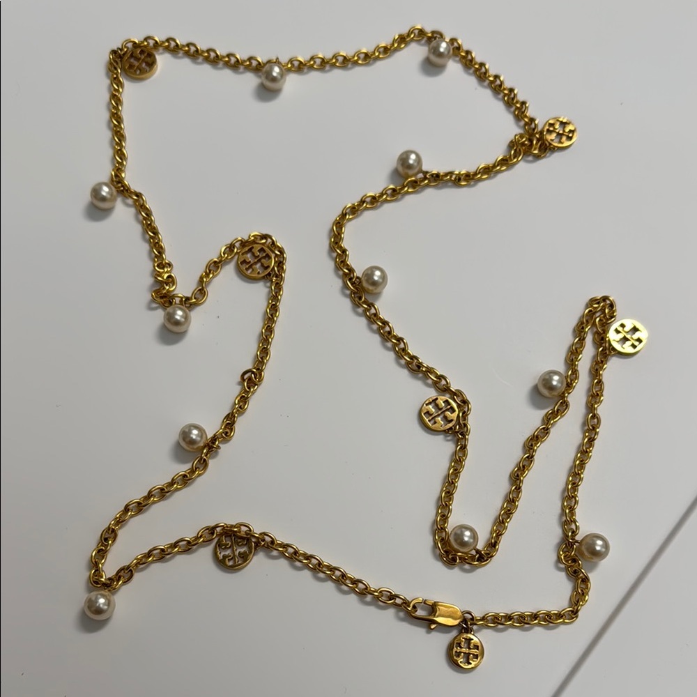 Tory Burch Gold and Pearl Necklace